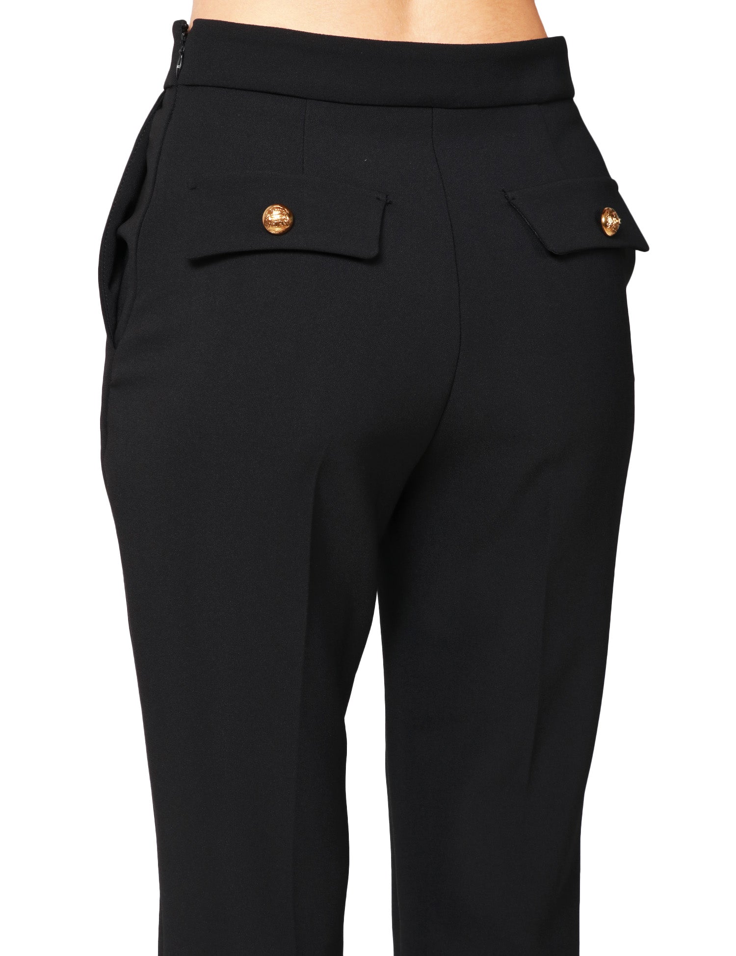 TAILLEUR DONNA ELISABETTA FRANCHI NERO IN CRèPE STRETCH CON GIACCA MONOPETTO E PANTALONE CROPPED SVASATO