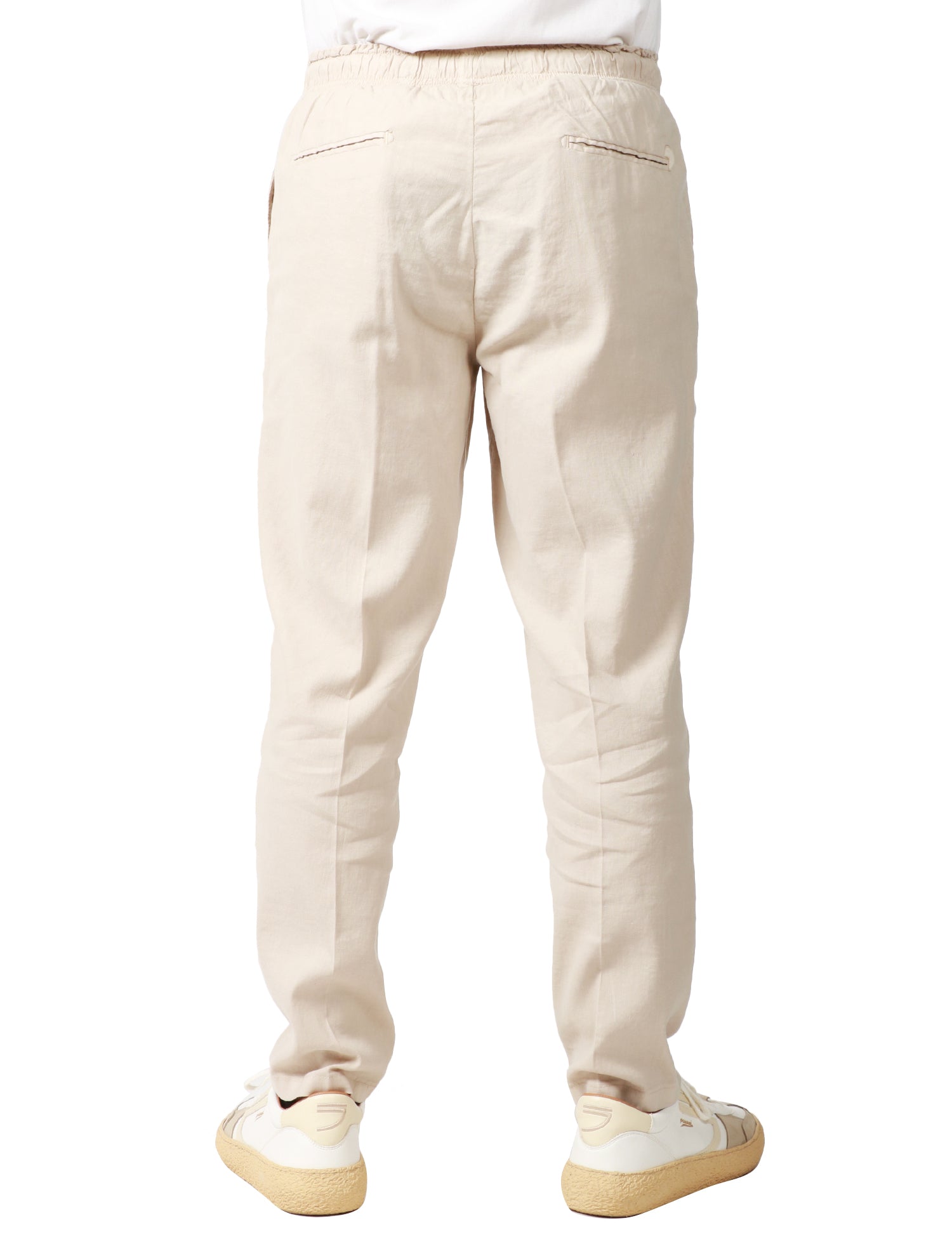 PANTALONE UOMO ENTRE AMIS BEIGE PANTATUTA CON ELASTICO IN VITA