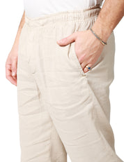 PANTALONE UOMO ENTRE AMIS BEIGE PANTATUTA CON ELASTICO IN VITA