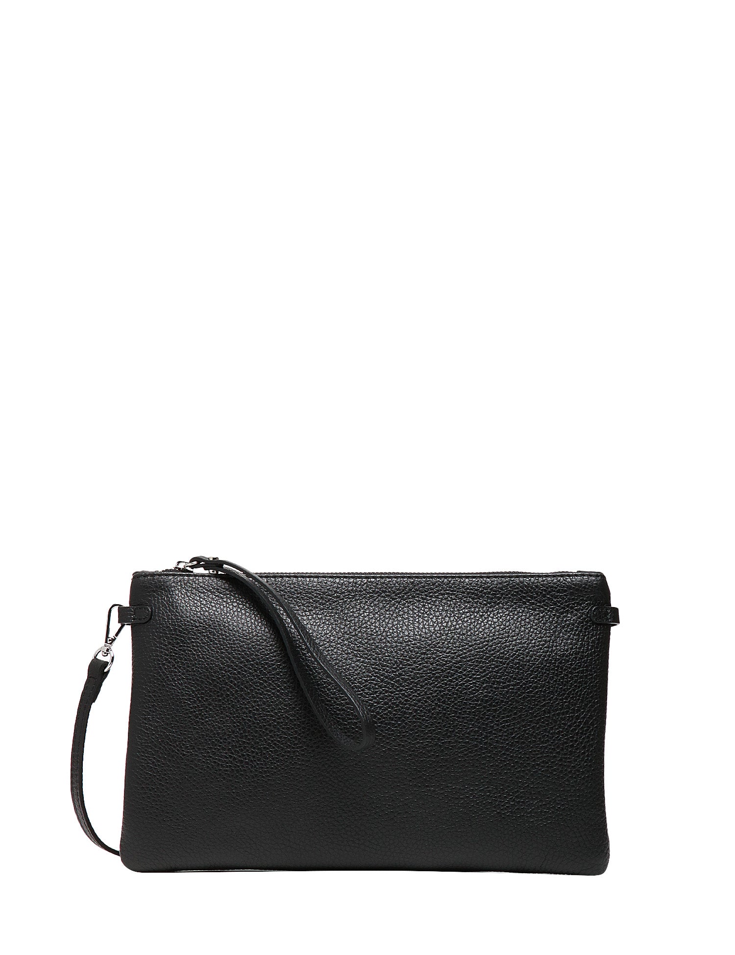 BORSA CLUTCH DONNA GIANNI CHIARINI HERMY NERA IN PELLE DOUBLE GRANA MAXI CON ZIP