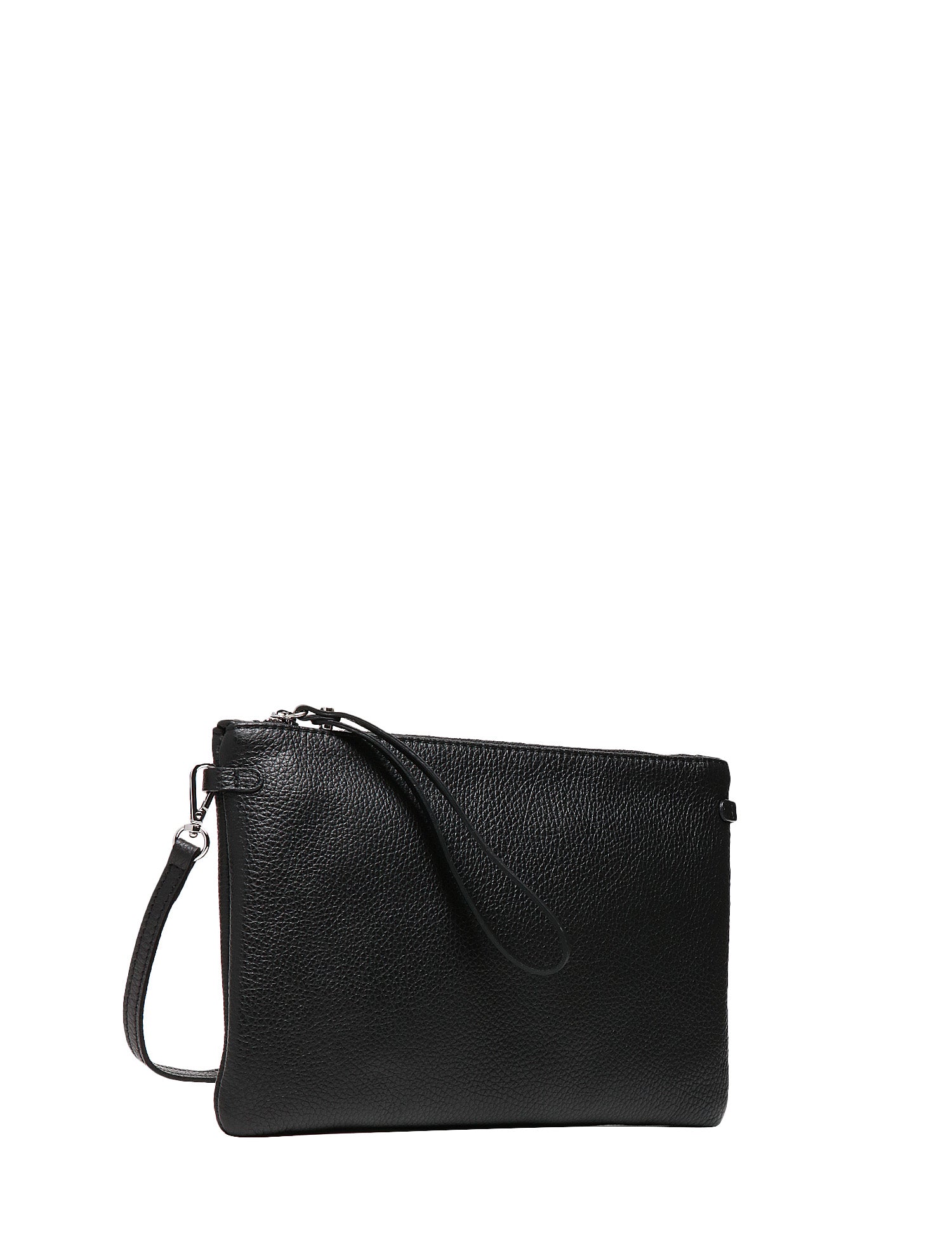 BORSA CLUTCH DONNA GIANNI CHIARINI HERMY NERA IN PELLE DOUBLE GRANA MAXI CON ZIP