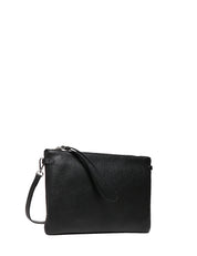 BORSA CLUTCH DONNA GIANNI CHIARINI HERMY NERA IN PELLE DOUBLE GRANA MAXI CON ZIP
