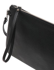 BORSA CLUTCH DONNA GIANNI CHIARINI HERMY NERA IN PELLE DOUBLE GRANA MAXI CON ZIP