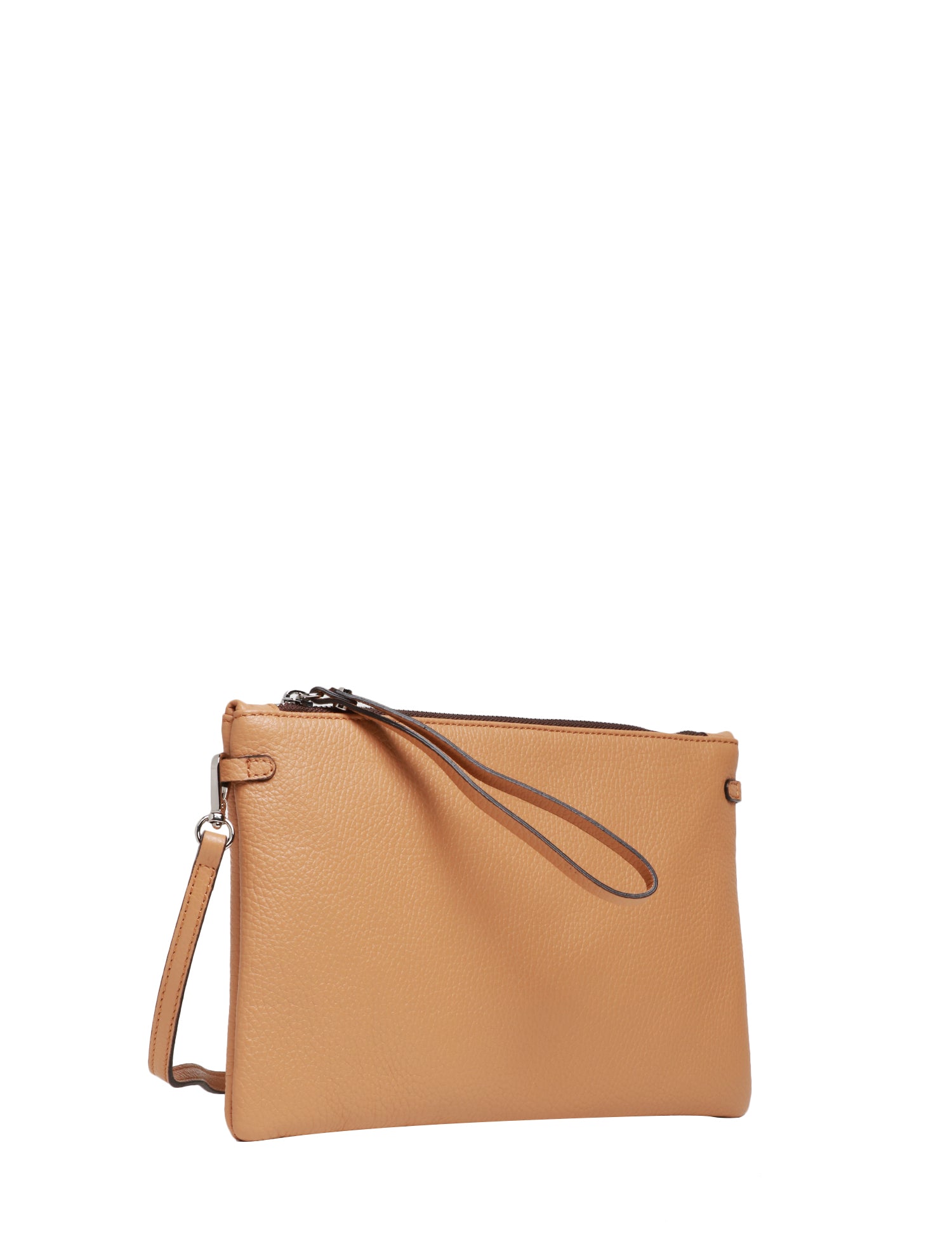 BORSA DONNA GIANNI CHIARINI NATURALE HERMY MODELLO CLUTCH IN PELLE MARTELLATA CON TRACOLLA REMOVIBILE