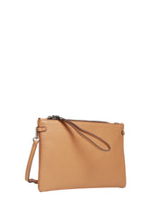 BORSA DONNA GIANNI CHIARINI NATURALE HERMY MODELLO CLUTCH IN PELLE MARTELLATA CON TRACOLLA REMOVIBILE