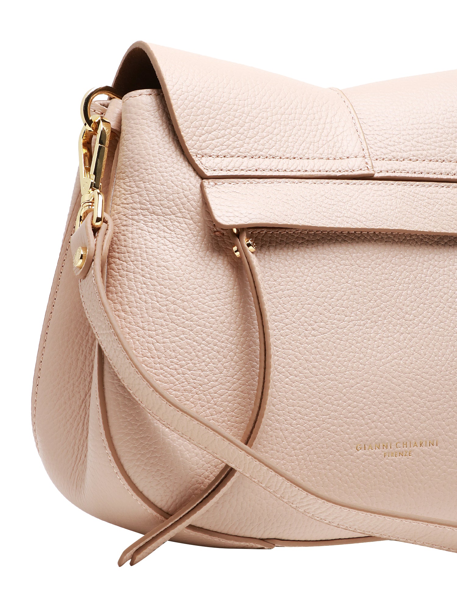 BORSA GIANNI CHIARINI MARMO HELENA ROUND IN PELLE MARTELLATA CON DOPPIA TRACOLLA