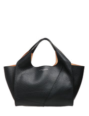 BORSA SHOPPING DONNA GIANNI CHIARINI EUFORIA NERA IN PELLE DOUBLE GRANA MAXI CON TRACOLLA REMOVIBILE