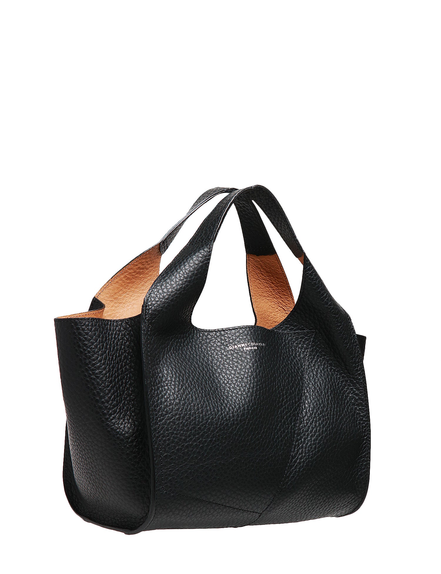 BORSA SHOPPING DONNA GIANNI CHIARINI EUFORIA NERA IN PELLE DOUBLE GRANA MAXI CON TRACOLLA REMOVIBILE