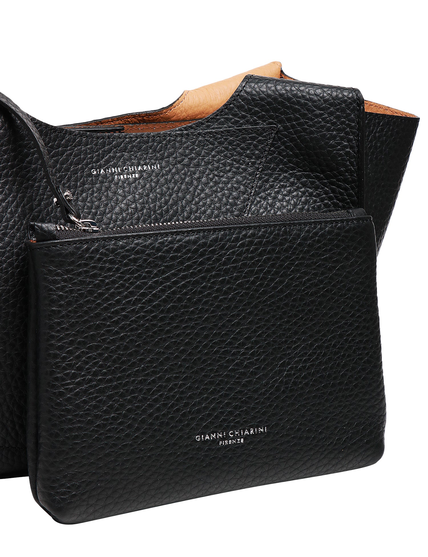BORSA SHOPPING DONNA GIANNI CHIARINI EUFORIA NERA IN PELLE DOUBLE GRANA MAXI CON TRACOLLA REMOVIBILE