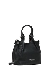 BORSA GIANNI CHIARINI DUA NERA IN PELLE BUBBLE DOUBLE CON DOPPI MANICI E TRACOLLA