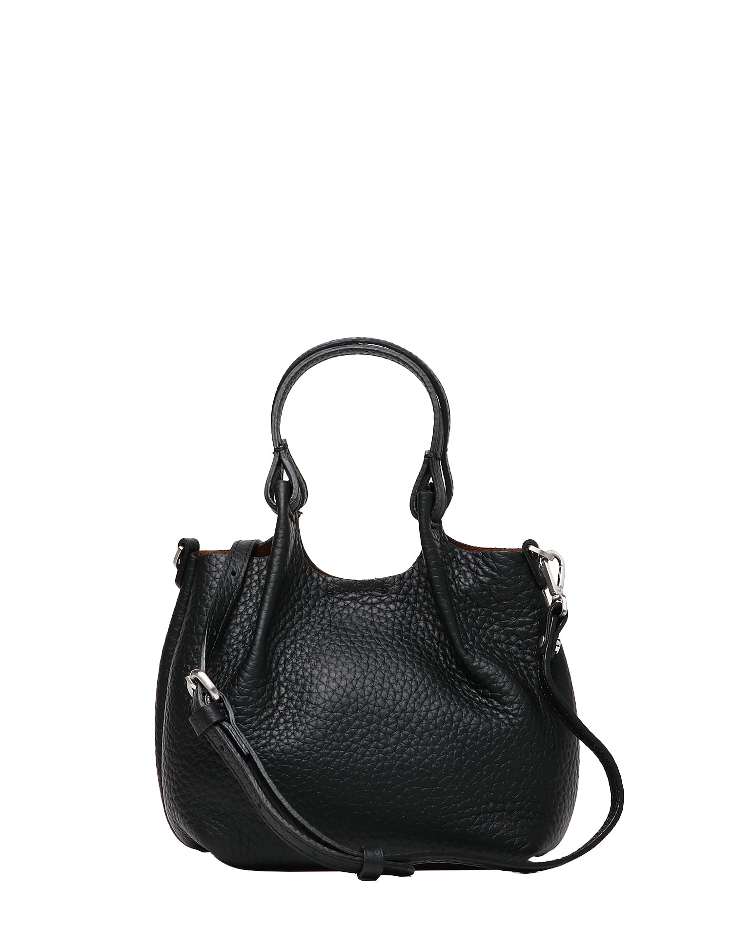 BORSA GIANNI CHIARINI DUA NERA IN PELLE BUBBLE DOUBLE CON DOPPI MANICI E TRACOLLA