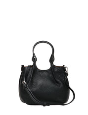 BORSA GIANNI CHIARINI DUA NERA IN PELLE BUBBLE DOUBLE CON DOPPI MANICI E TRACOLLA