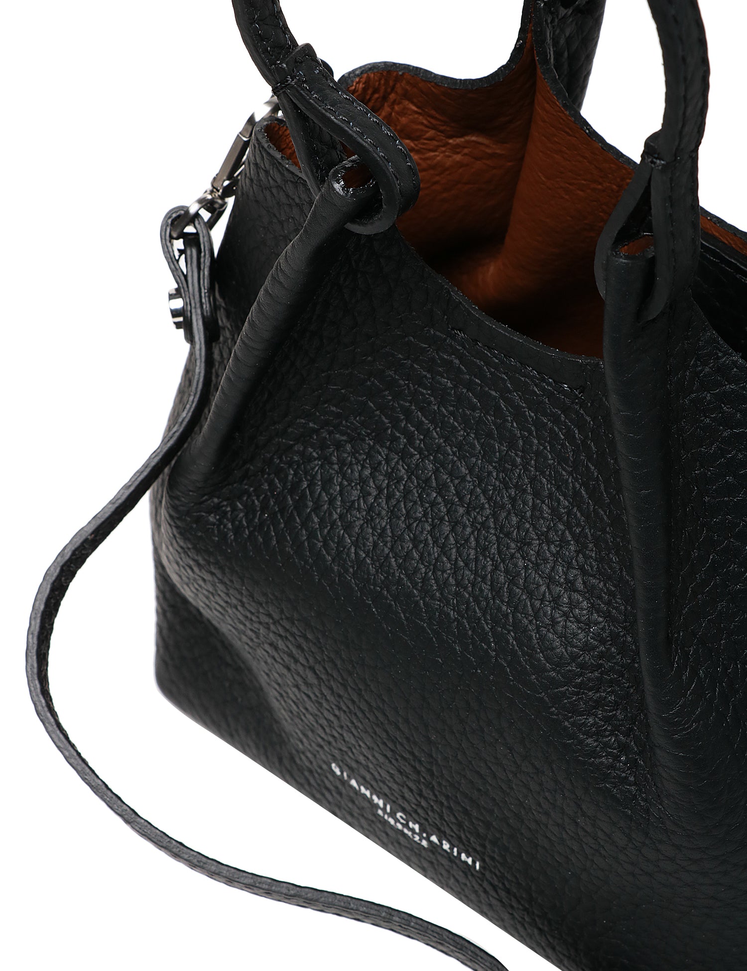 BORSA GIANNI CHIARINI DUA NERA IN PELLE BUBBLE DOUBLE CON DOPPI MANICI E TRACOLLA