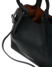 BORSA GIANNI CHIARINI DUA NERA IN PELLE BUBBLE DOUBLE CON DOPPI MANICI E TRACOLLA