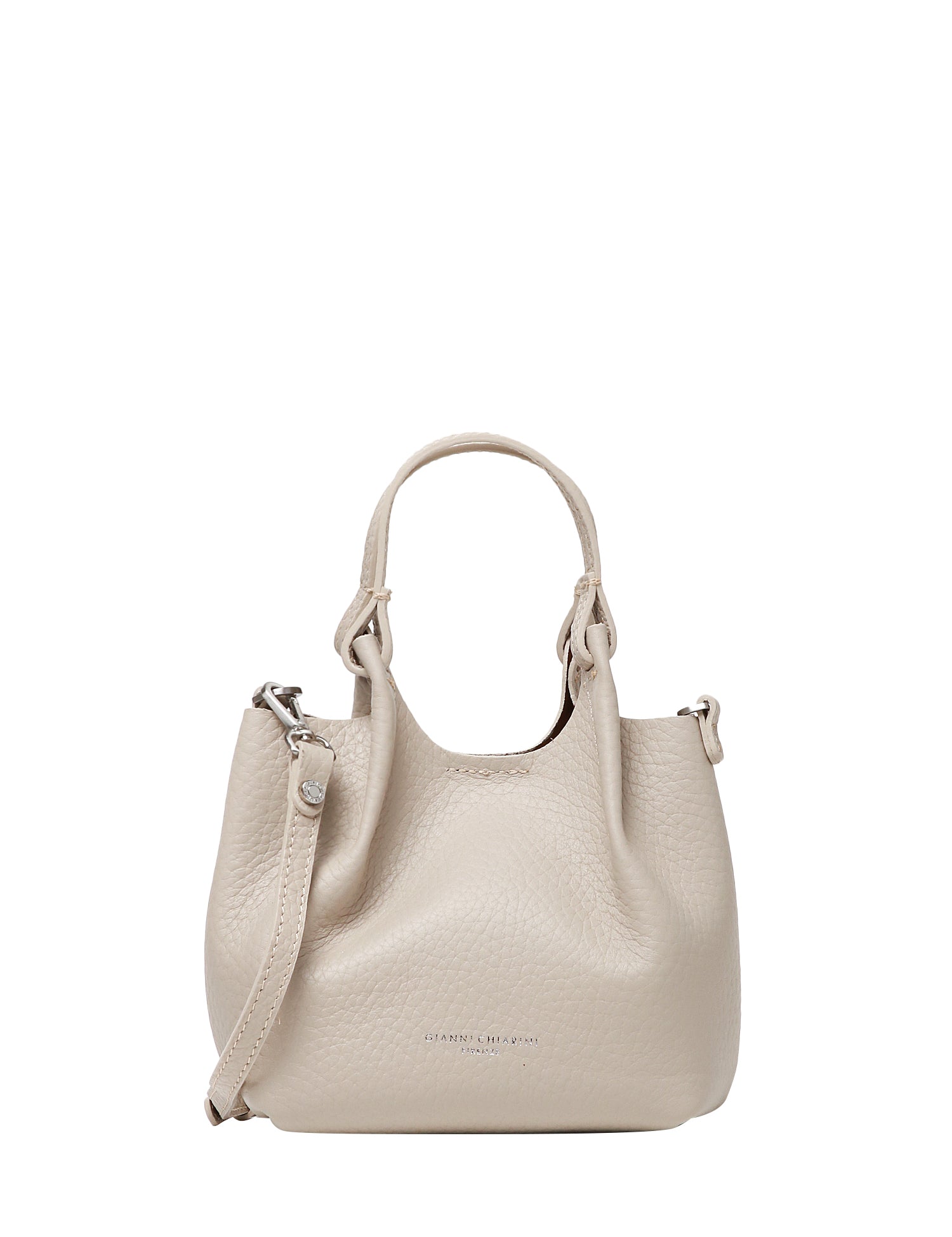 BORSA GIANNI CHIARINI DUA AVORIO IN PELLE BUBBLE DOUBLE CON DOPPI MANICI E TRACOLLA