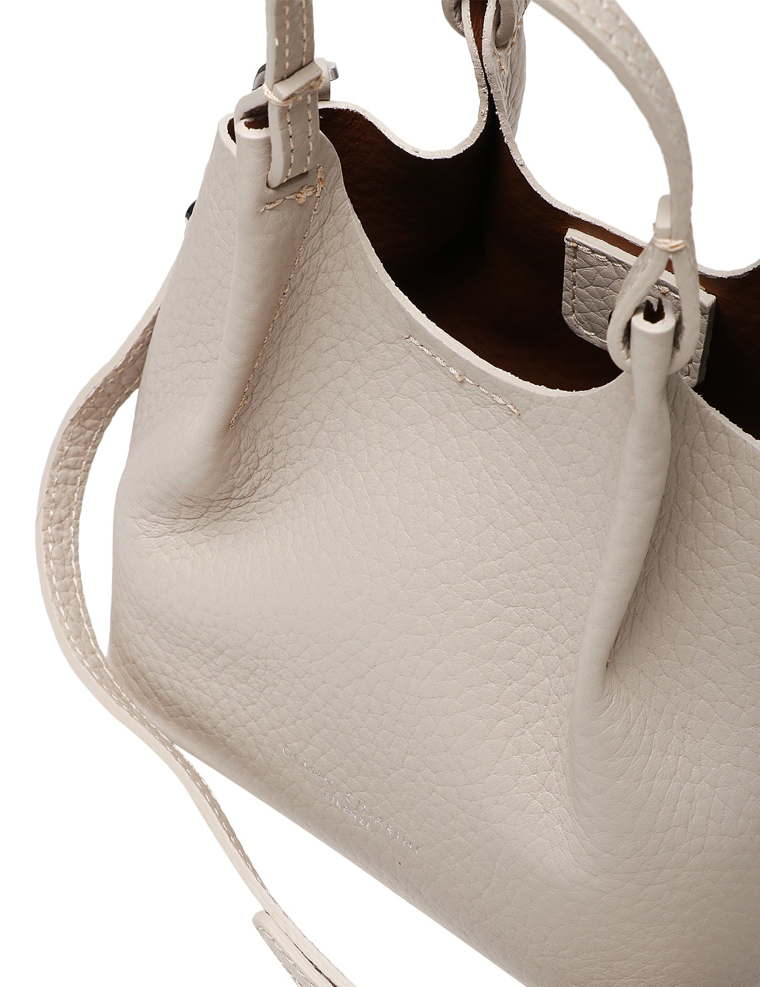 BORSA GIANNI CHIARINI DUA AVORIO IN PELLE BUBBLE DOUBLE CON DOPPI MANICI E TRACOLLA