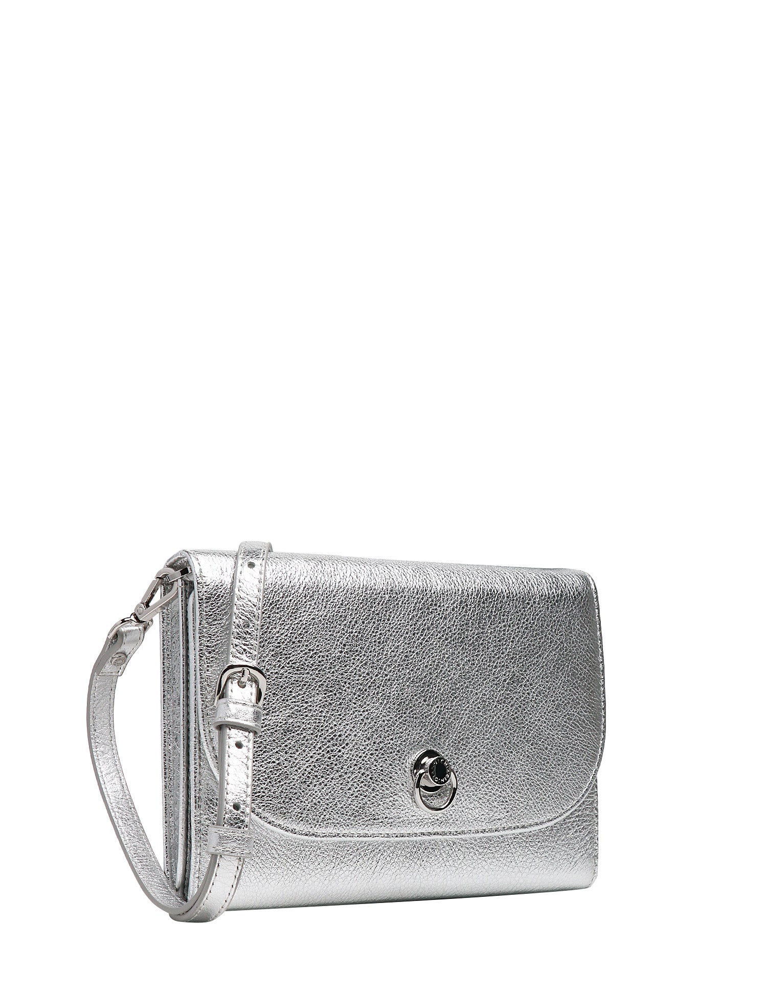 BORSA DONNA GIANNI CHIARINI ISA ARGENTO IN PELLE LAMINATA CON PATTA E TRACOLLA