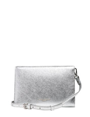 BORSA DONNA GIANNI CHIARINI ISA ARGENTO IN PELLE LAMINATA CON PATTA E TRACOLLA