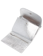 BORSA DONNA GIANNI CHIARINI ISA ARGENTO IN PELLE LAMINATA CON PATTA E TRACOLLA
