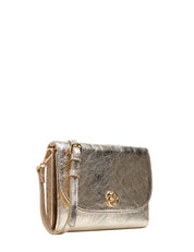 BORSA DONNA GIANNI CHIARINI ISA PLATINO IN PELLE LAMINATA CON PATTA