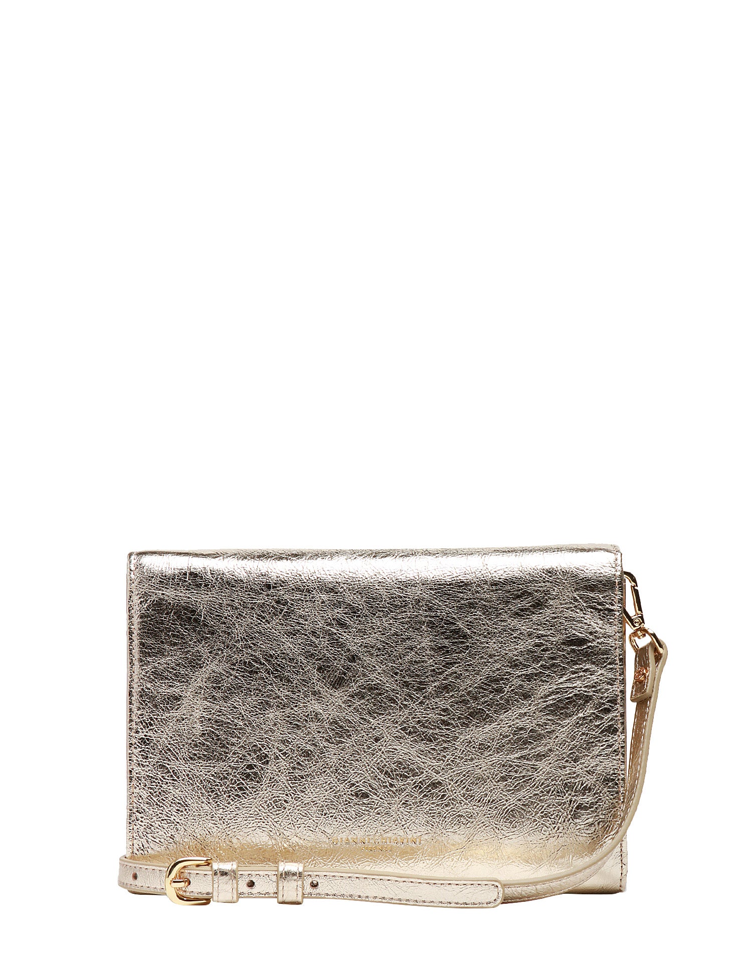 BORSA DONNA GIANNI CHIARINI ISA PLATINO IN PELLE LAMINATA CON PATTA