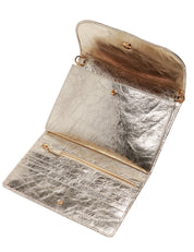 BORSA DONNA GIANNI CHIARINI ISA PLATINO IN PELLE LAMINATA CON PATTA