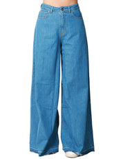 JEANS DONNA GOD SAVE DENIM LAVAGGIO MEDIO A VITA ALTA E GAMBA MOLTO AMPIA