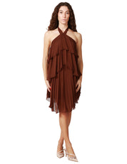 ABITO DONNA HAVEONE CIOCCOLATO CON BALZE