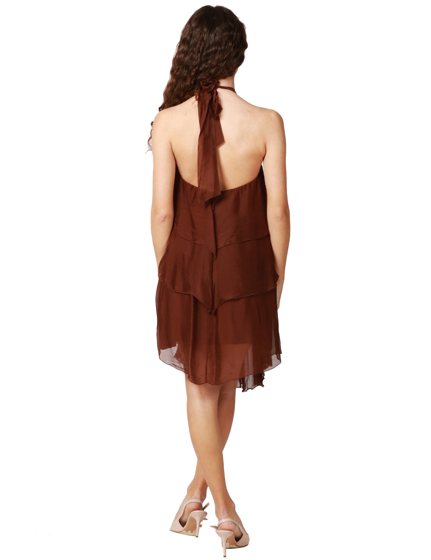 ABITO DONNA HAVEONE CIOCCOLATO CON BALZE