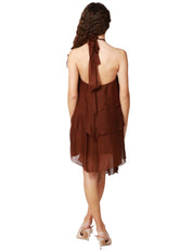 ABITO DONNA HAVEONE CIOCCOLATO CON BALZE