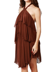 ABITO DONNA HAVEONE CIOCCOLATO CON BALZE
