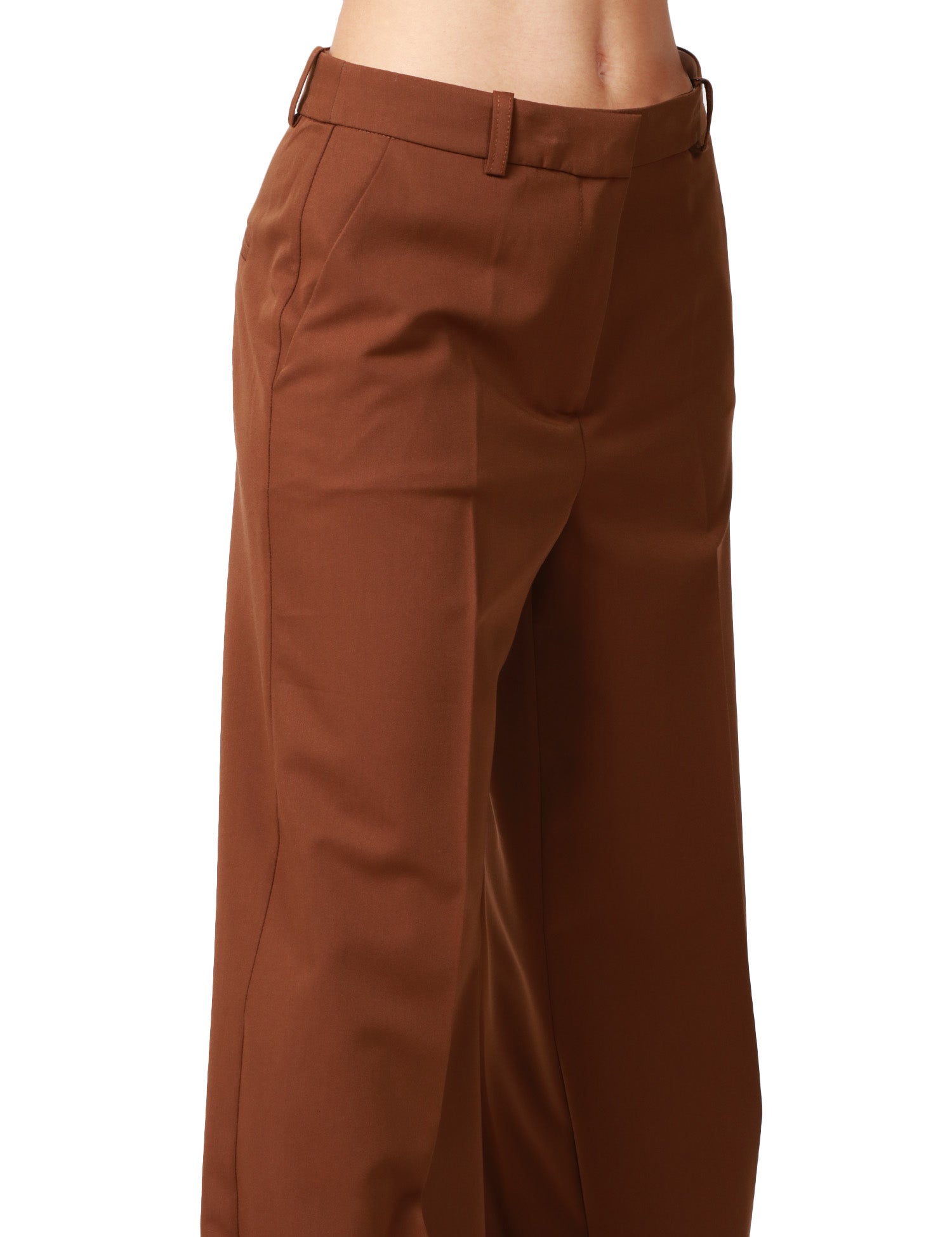 PANTALONE DONNA HAVEONE MORO A VITA ALTA CON GAMBA A PALAZZO