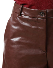 BERMUDA DONNA HAVEONE MORO IN ECOPELLE A GAMBA AMPIA