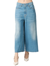 JEANS DONNA HAVEONE MODELLO PANTAGONNA DENIM MEDIO CON EFFETTO SLAVATO ELUNGHEZZA ALLA CAVIGLIA