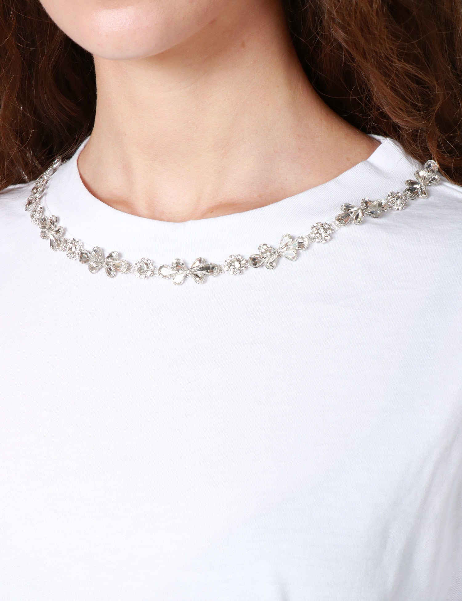 T-SHIRT DONNA HAVEONE BIANCA CON CATENA GIOIELLO SULLO SCOLLO