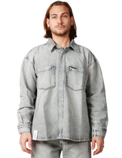 OVER SHIRT UOMO ICON DENIM GREY DENIM CON TASCHE DAVANTI