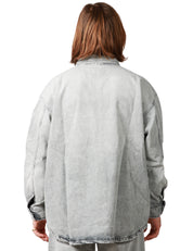 OVER SHIRT UOMO ICON DENIM GREY DENIM CON TASCHE DAVANTI