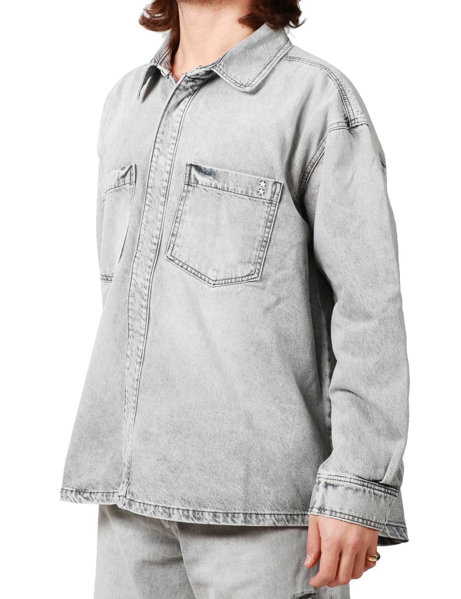 OVER SHIRT UOMO ICON DENIM GREY DENIM CON TASCHE DAVANTI
