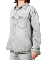 OVER SHIRT UOMO ICON DENIM GREY DENIM CON TASCHE DAVANTI