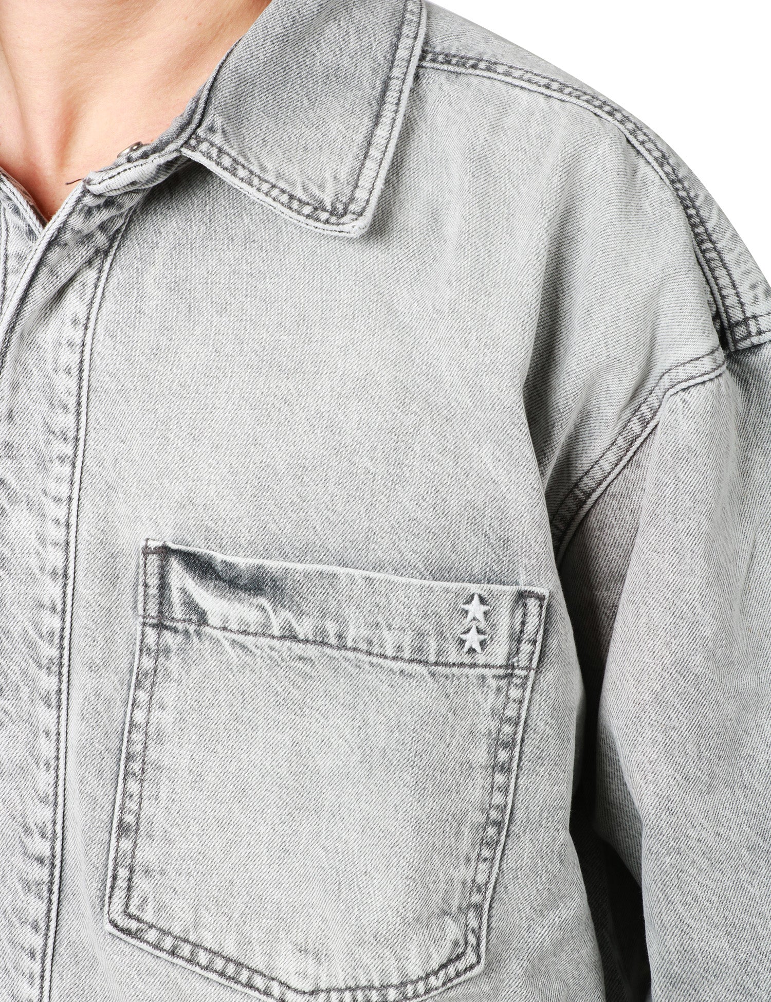 OVER SHIRT UOMO ICON DENIM GREY DENIM CON TASCHE DAVANTI