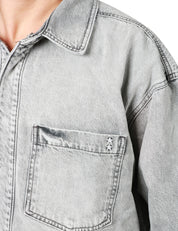 OVER SHIRT UOMO ICON DENIM GREY DENIM CON TASCHE DAVANTI