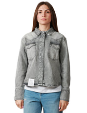CAMICIA DONNA ICON DENIM NORAH GREY DENIM CON TASCHE ON PATTE SUL PETTO