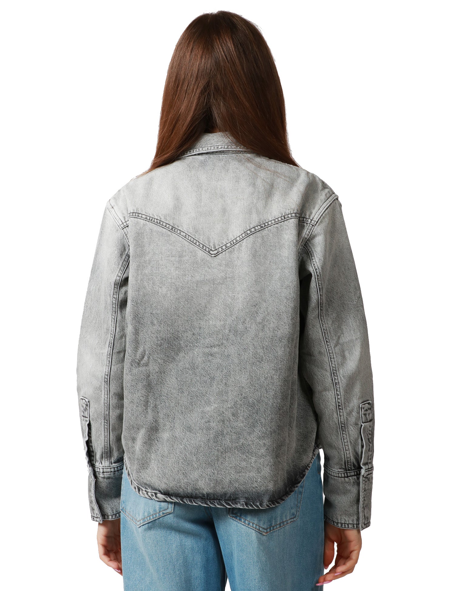 CAMICIA DONNA ICON DENIM NORAH GREY DENIM CON TASCHE ON PATTE SUL PETTO