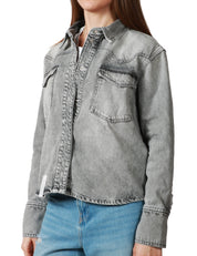 CAMICIA DONNA ICON DENIM NORAH GREY DENIM CON TASCHE ON PATTE SUL PETTO