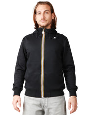 GIUBBINO UOMO K-WAY RAINER BLACK IN SCUBA LEGGERO CON CAPPUCCIO E ZIP