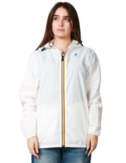 GIUBBINO DONNA K-WAY LE VRAI CLAUDE 4.0 WHITE IN TESSUTO MICRO RIPSTOP IMPERMEABILE CON ZIP E CAPPUCCIO