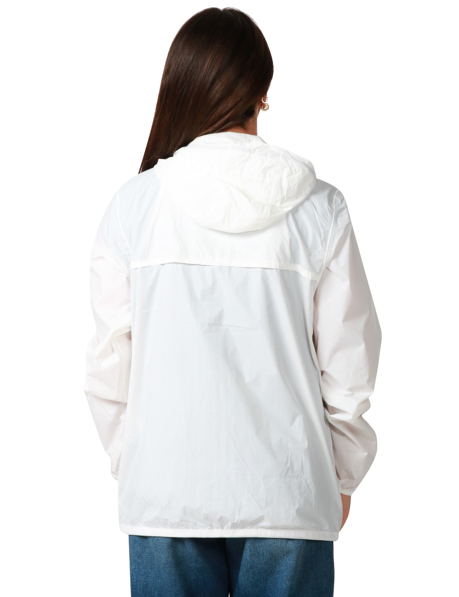 GIUBBINO DONNA K-WAY LE VRAI CLAUDE 4.0 WHITE IN TESSUTO MICRO RIPSTOP IMPERMEABILE CON ZIP E CAPPUCCIO