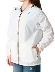 GIUBBINO DONNA K-WAY LE VRAI CLAUDE 4.0 WHITE IN TESSUTO MICRO RIPSTOP IMPERMEABILE CON ZIP E CAPPUCCIO