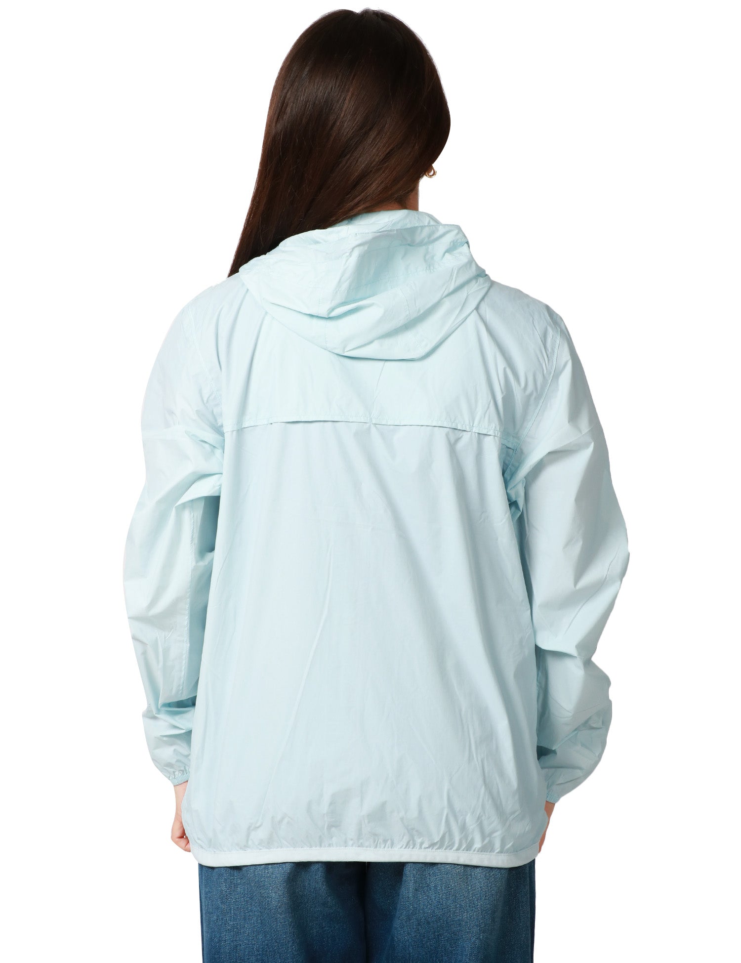 GIUBBINO DONNA K-WAY LE VRAY CLAUDE 4.0 CELESTE IN TESSUTO MICRO RIPSTOP IMPERMEABILE CON ZIP E CAPPUCCIO