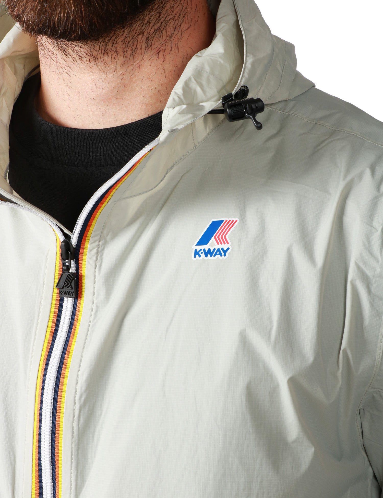 GIUBBINO UOMO K-WAY LE VRAI 4.0 CLAUDE BEIGE IN TESSUTO MICRO RIPSTOP IMPERMEABILE CON ZIP E CAPPUCCIO